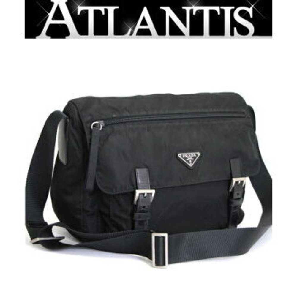 Prada Triangle Logo Shoulder Bag Pocket Black